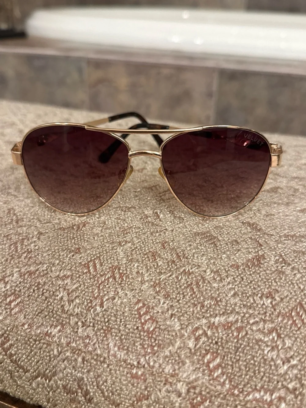 VelvetGold Frame Sunglasses with Brown Gradient Lenses